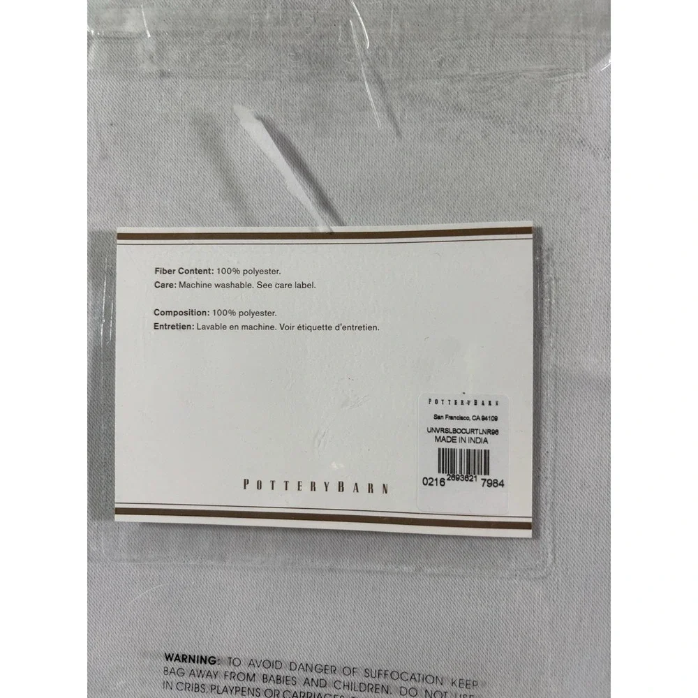 Pottery Barn‎ Universal Blackout Curtain Liner 50x 92